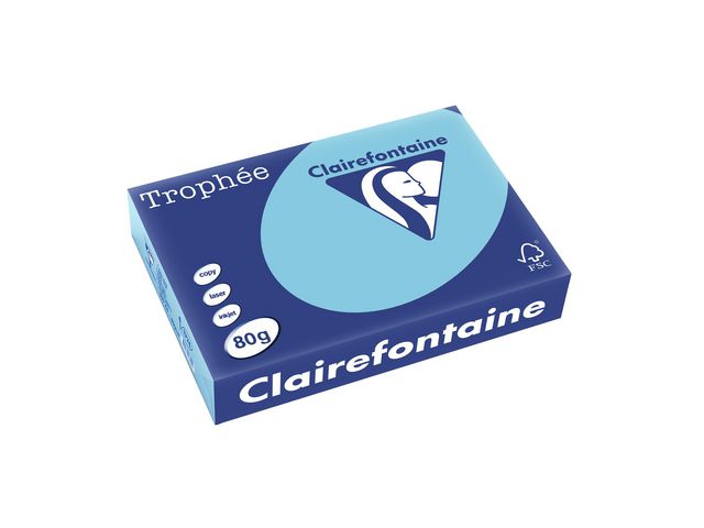 Clairefontaine Kopieringspapper A4 80g ohålat allmogeblå, bunt om 500 blad