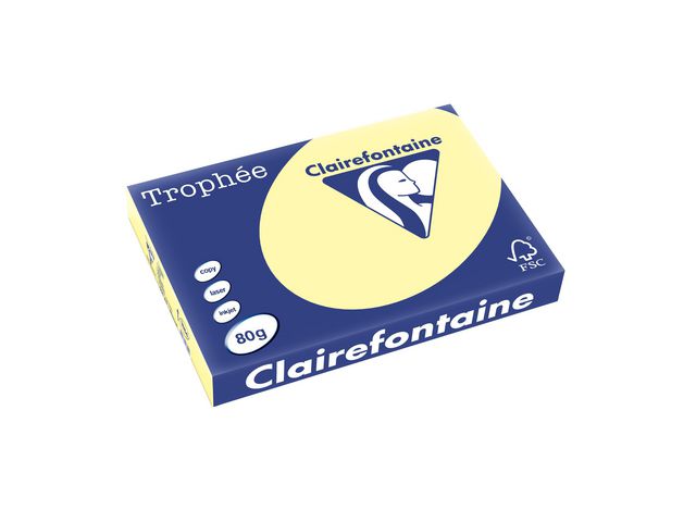 Clairefontaine Trophée A3 80 g färgat papper ljusgul, bunt om 500 blad
