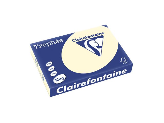 Clairefontaine Trophée A4 120 g färgat papper Creme, bunt om 250 blad