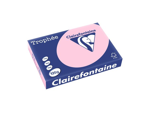 Clairefontaine Trophée A4 120 g färgat papper rosa, bunt om 250 blad