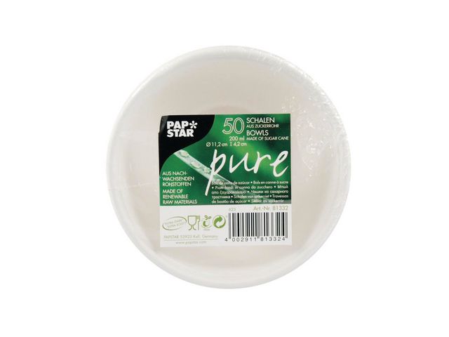 PAPSTAR Skål Bagasse 200 ml, fp om 50 st