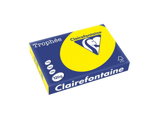 Clairefontaine Trophée A4 120 g färgat papper gul, bunt om 250 blad