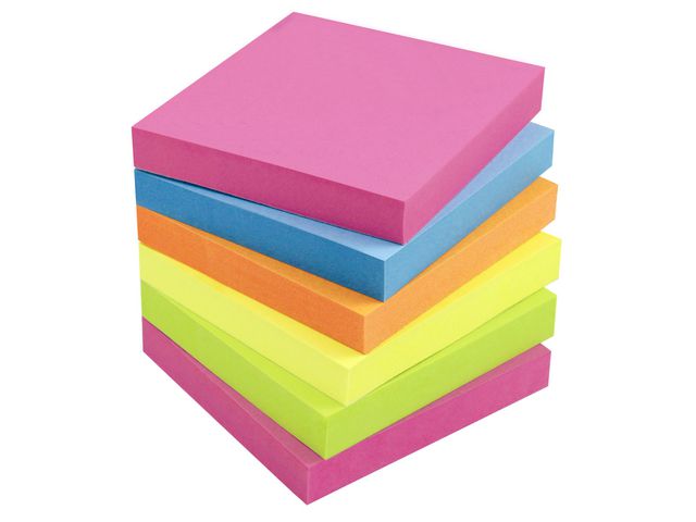Lyreco Notes 75x75mm Brilliant neonfärger, fp om 6 st