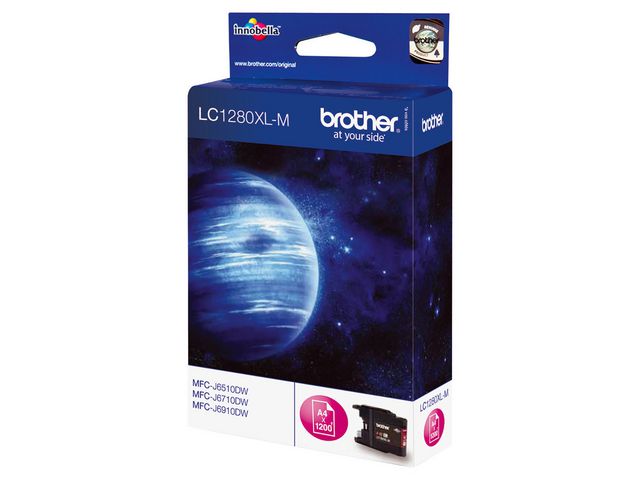 Brother Bläckpatron, LC1280XL M, LC-1280XLM, Innobella™, magenta, singelförpackning, hög kapacitet, st