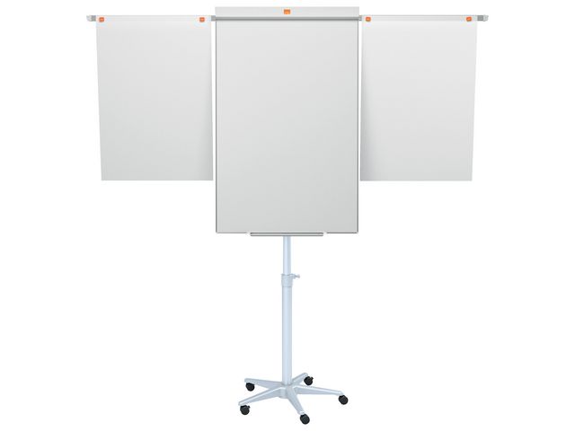 Nobo K onferensställ Piranha, stålfärgat staffli för blädderblock och mobil whiteboardtavla, magnetisk stålyta, aluminiumram, st