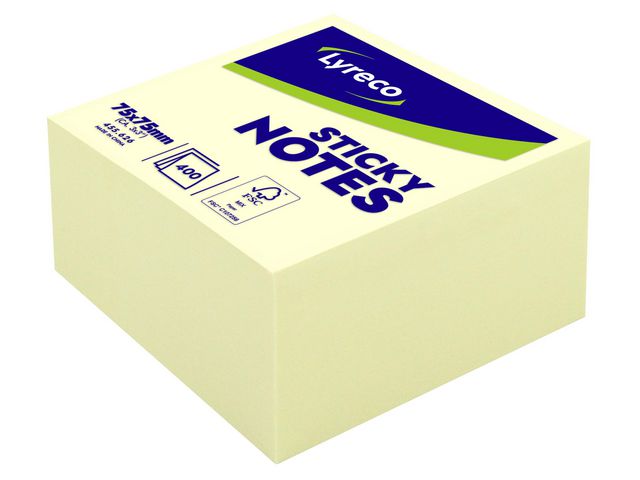 Lyreco Notes kub std 75x75mm gul, st