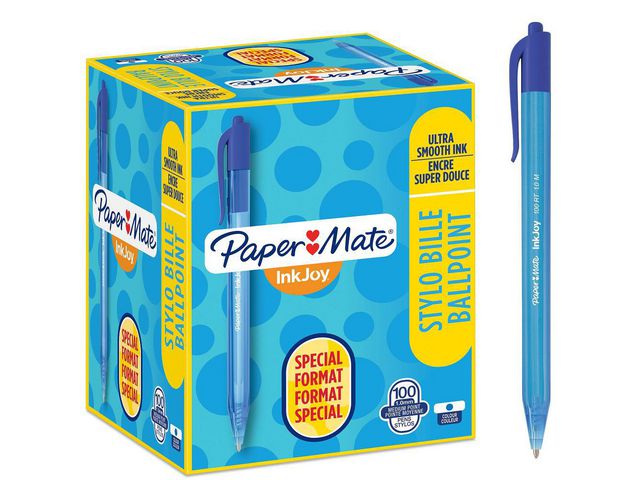 Paper Mate Kulpenna, InkJoy™ 100, blå, 1,0 mm, 100-pack, fp om 100 st