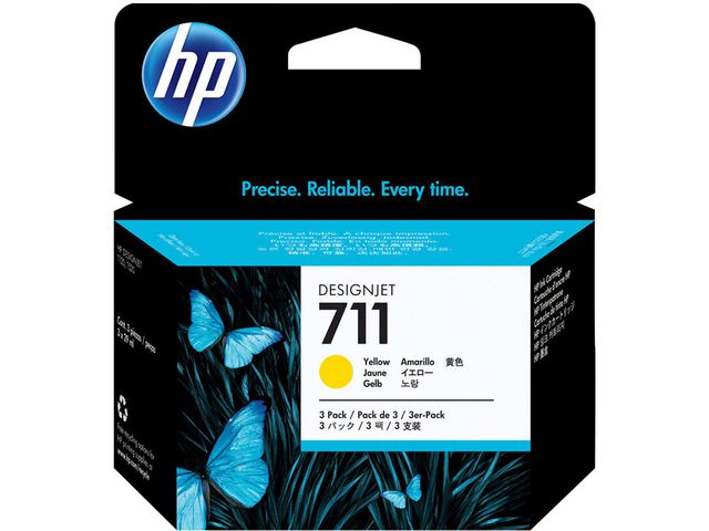 HP Bläckpatron CZ136A 711 Gul 3/FP, fp om 3 st