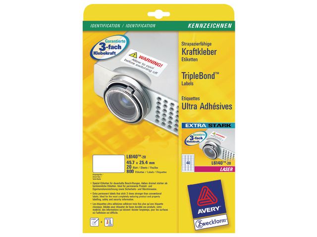 Avery Etikett 457X254WH, fp om 800 st