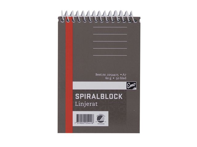Spiralblock A7 60g 50 blad linjerat, st