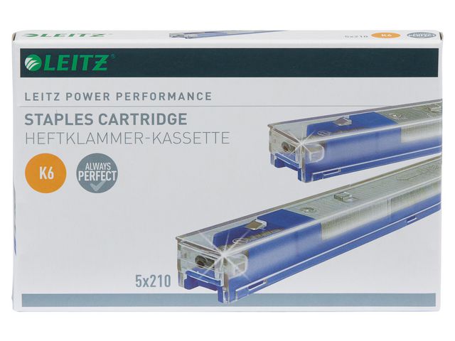 Leitz Häftkassett, Power Performance K6, 25 arks kapacitet, 210 häftklamrar, fp om 5 st