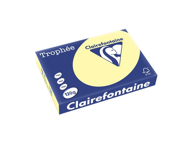 Clairefontaine Trophée A4 120 g färgat papper ljusgul, bunt om 250 blad