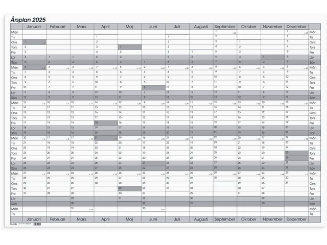 Burde Kalender 2025 Årsplan whiteboard, st