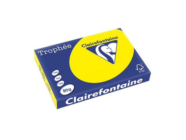 Clairefontaine Trophée A3 80 g färgat papper gul, bunt om 500 blad