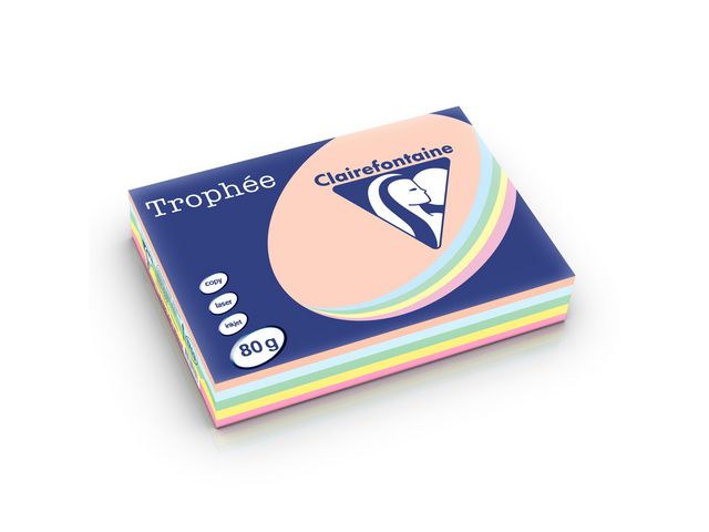 Clairefontaine Trophée A4 80 g färgat papper pastell, bunt om 500 blad