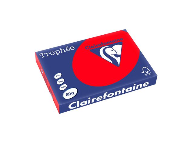 Clairefontaine Trophée A3 80 g färgat papper röd, bunt om 500 blad