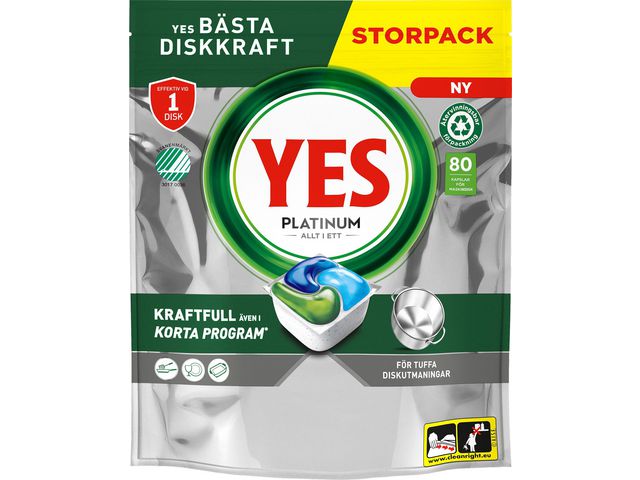 yes Maskindisk Platinum tabletter, fp om 80 st
