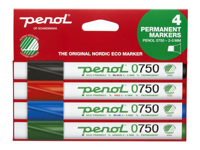 PENOL Märkpenna 0-750 perm 2-5mm 4 färg, set om 4 st