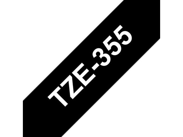 Brother Tape TZE355 24mm vit på svart, st