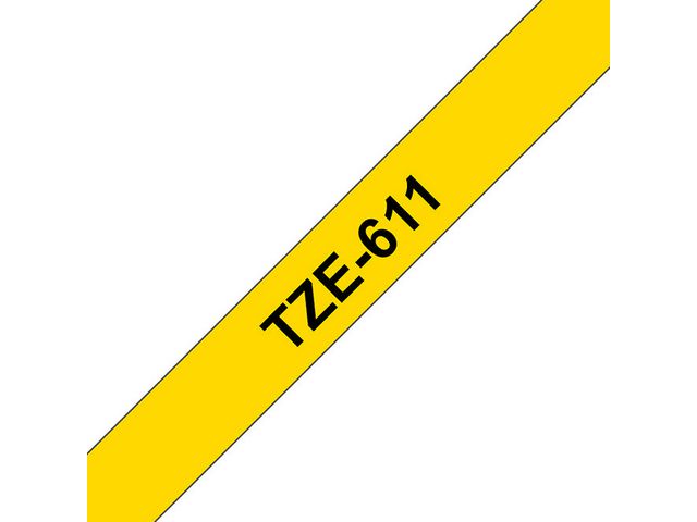 Brother Tape TZE611 6mm svart på gul, st