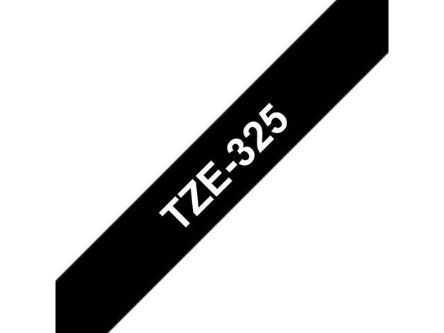 Brother Tape TZE325 9mm vit på svart, st