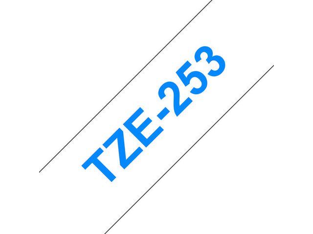 Brother Tape TZE253 24mm blå på vit, st