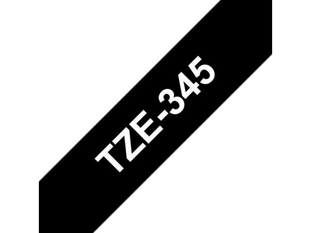 Brother Tape TZE345 18mm vit på svart, st