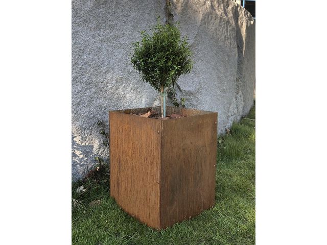 L-kruka utan botten corten 45x45x55cm, st