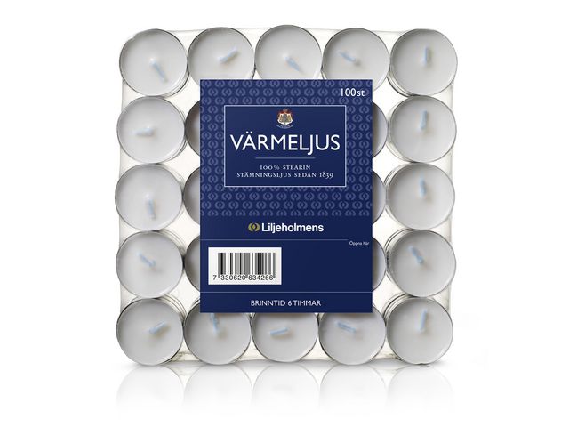Liljeholmens Värmeljus Stearin 6H, fp om 100 st
