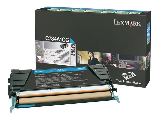 Lexmark Toner, cyan, singelförpackning, C734A1CG, st