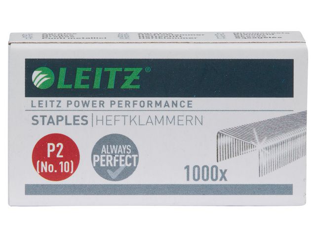 Leitz Häftklammer Power Performance P2 No. 10-klamrar, 4 mm benlängd, galvaniserat stål, fp om 1000 st