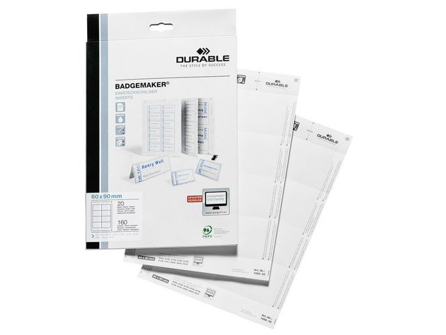 Durable Etiketter namnskylt 60x90 20/FP, fp om 160 st