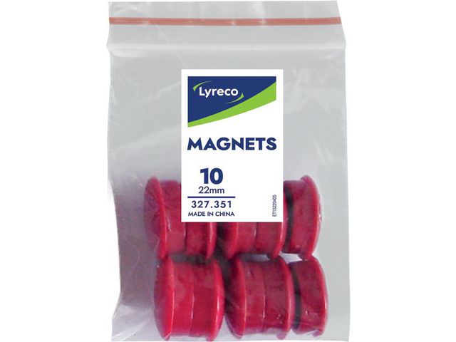 Lyreco Magnetknappar 22mm röd 10, fp om 10 st