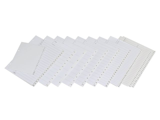 Plastregister A4, polypropylen, 1–12-flikuppsättning, 297x225/240mm, vit, st