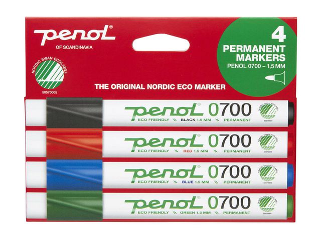 PENOL Märkpenna 0-700 perm 1,5mm 4 färg, set om 4 st