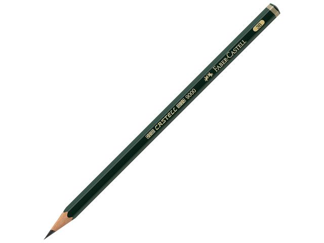Faber-Castell Blyertspenna, Castell 9000, 3B-stift, sexkantig pennkropp, grön, st