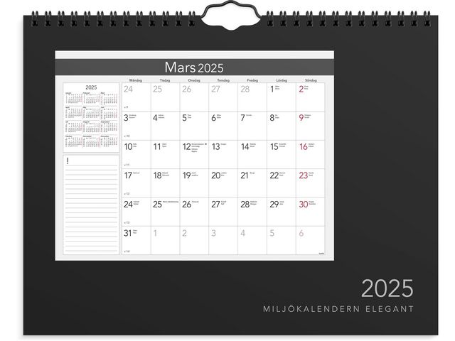 Burde Väggkalender 2025 Miljökalendern Elegant, st