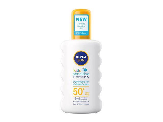 NIVEA Solskyddspray Kids Protect & play Sensitive 50+ 200ml, flaska om 200 ml