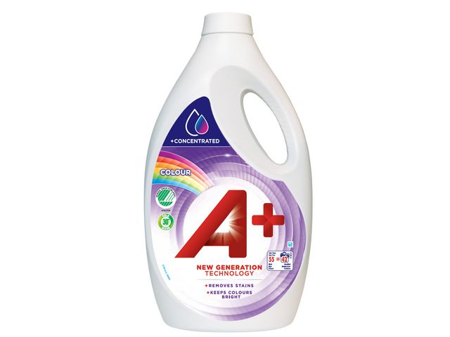 A+ Tvättmedel Color, flytande kulörtvätt, 2,2L, flaska om 2200 ml