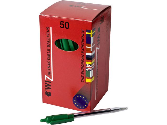 Kulpenna, Wiz, transparent skaft, grönt bläck, st