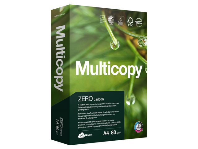 Multicopy Kopieringspapper Zero A4 80g ohålat, bunt om 500 blad