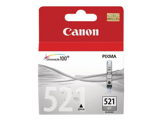 Canon Bläckpatron PIXMA CLI-521 GY, 2937B001, ChromaLife100+-bläck, grå, singelförpackning, st