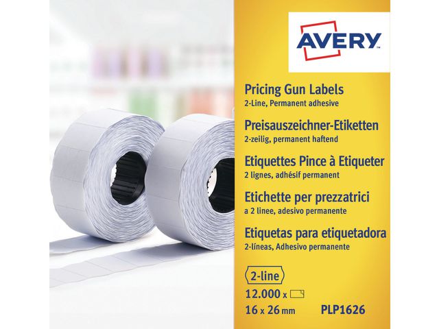 Avery Prismärkare Etikett 2-radig 26x16mm, fp om 10 rullar