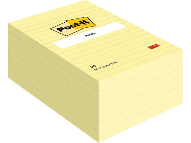 Post-it® Notes linjerade 660-S 102x152mm 75 blad gul, block om 100 blad