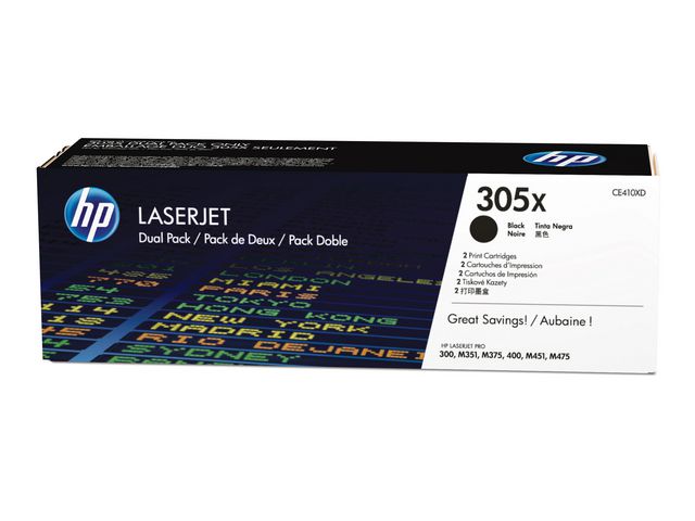 HP Toner CE410XD 305X 8K Svart 2/FP, fp om 2 st