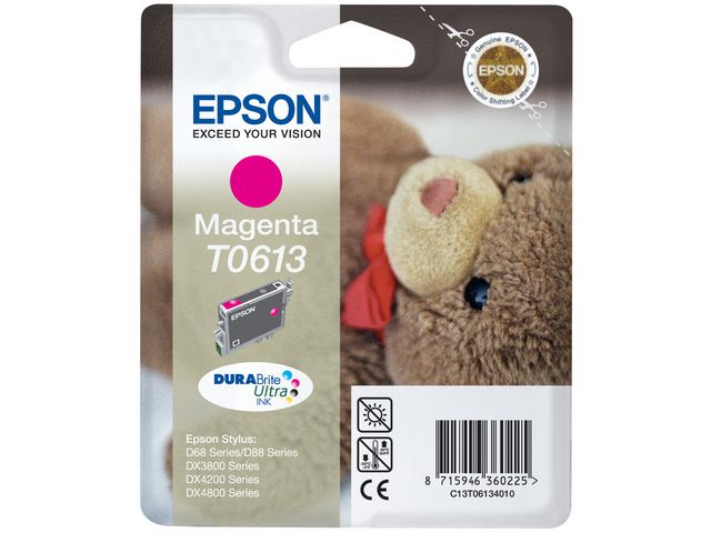 Epson Bläckpatron, T0613, C13T06134010, Teddy, DURABrite Ultra, cyan, singelförpackning, st