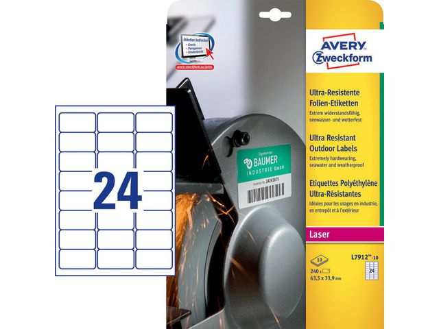 AVERY Zweckform Etikett 63,5X 33,9mm, fp om 240 st