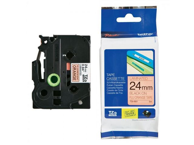 Brother Tape TZEB51 24mm svart på orang, st