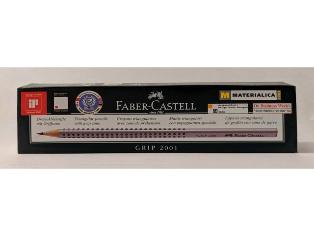 Faber-Castell Blyertspenna, Grip 2001, HB-stift, triangelformad pennkropp med greppzon, silver, fp om 12 st