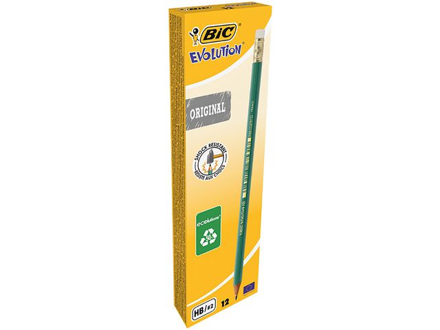 BIC® Blyertspenna ECOlutions Evolution, HB-stift, sexkantig pennkropp, fp om 12 st